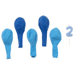 Свеча для торта, цифра 2 + воздушные шары, 5 шт, голубой - Страна карнавалия фото 3