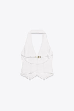 Z1975 DENIM CROP HALTER TOP - Zara фото 11