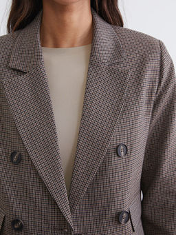 Kazaya?? Desenli Crop Kad?n Blazer Ceket