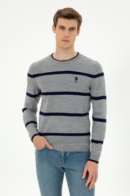 Мужской серый меланжевый свитер