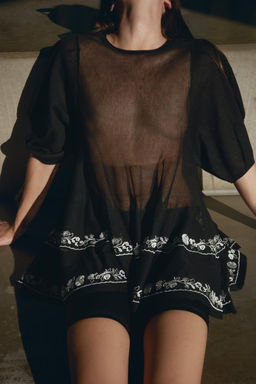 EMBROIDERED FINE KNIT LONG BLOUSE - Zara фото 3