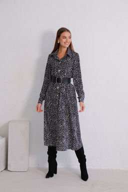 11614 Платье-рубашка удлинённое чёрно-белое - Martichelli фото 12