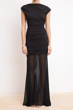 Siyah Duz Orme Sandy Maxi Abiye & Mezuniyet ElbisesiTPRSS26AE00085 - Trendyolmilla фото 3