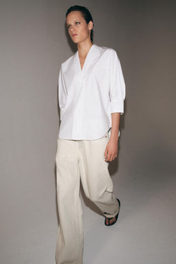 CAMISA ESCOTE PICO ZW COLLECTION / Blanco - Zara фото 11
