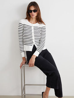 Bisiklet Yaka ?izgili Kad?n Triko H?rka