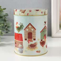 Шкатулка металл цилиндр Курятник набор 3 шт 7,5х7,5х10,7 9х9х12,7 10,5х10,5х13,5 см - Simaland фото 2