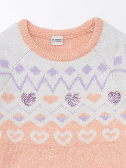 Bisiklet Yaka Desenli Uzun Kollu K?z ?ocuk Triko Kazak - Waikiki фото 3