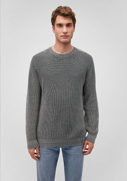 Bisiklet Yaka Gri Kazak - Mavi фото 3