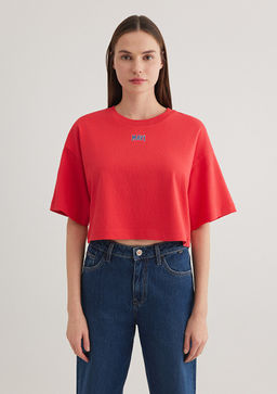 Mavi Logo Bask?l? K?rm?z? Crop Tisort  фото 3