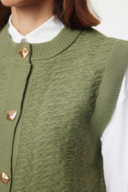 Mint Bisiklet Yaka Fitted Yelek TWOAW25YE00028