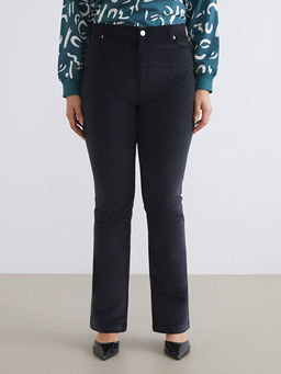 Dar Fit ?spanyol Pa?a Kadife Kad?n Pantolon