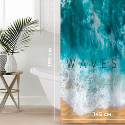 Штора для ванной «Этель» Waves, 145×180 см, полиэстер
