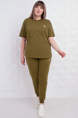 Арт. 2363 Костюм с брюками женский 50-58 Цвет:верх-зеленый кофе, низ-зеленый кофе