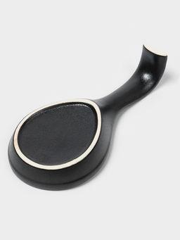 Подставка под ложку с поддоном Magistro «Галактика», фарфор, 23.5×10.5×5 см, чёрная