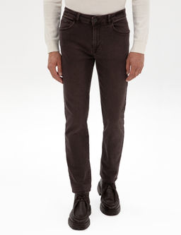 Kahverengi Slim Fit Jean Pantolon