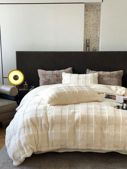 КПБ меховое MENCY с простыней и наволочками MENMEX ЧЕРНЫЙ