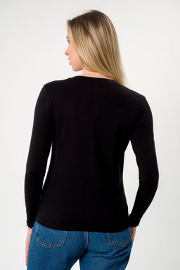 Лонгслив женский из кулирки с лайкрой чёрный макси - Амадэль фото 6