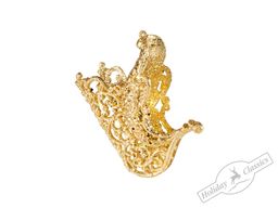Сани Деда Мороза искристые золотые 10,5х7,5 см