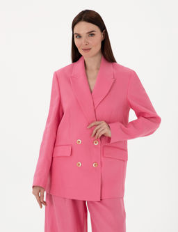 Pembe Comfort Fit keten Ceket