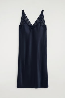 VESTIDO LENCERO SATINADO CON PUNTO ABIERTO