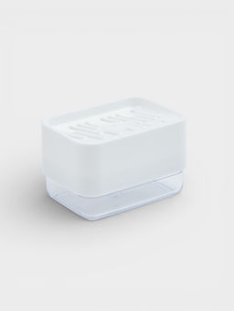 Дозатор для моющего средства с подставкой для губки Raccoon, губка в комплекте, белый