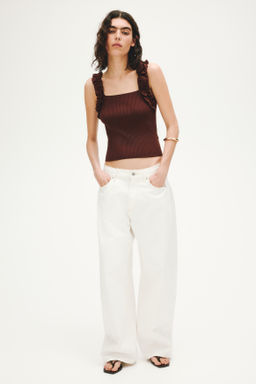 Top en punto acanalado con aplicaciones de rosa - H&m фото 5