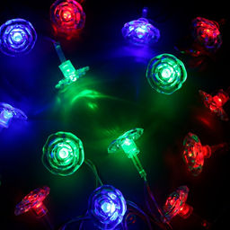 Гирлянда Нить 5 м с насадками Цветочки, IP20, прозрачная нить, 20 LED, свечение мульти (RG/RB), мигание, 220 В - Luazon lighting фото 2