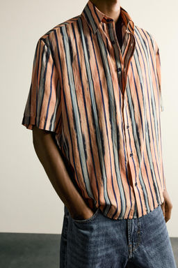 CAMISA RAYAS ALGOD?N - VISCOSA / Salm?n - Zara фото 6