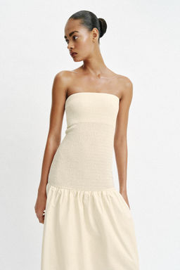 VESTIDO PALABRA DE HONOR COMBINADO