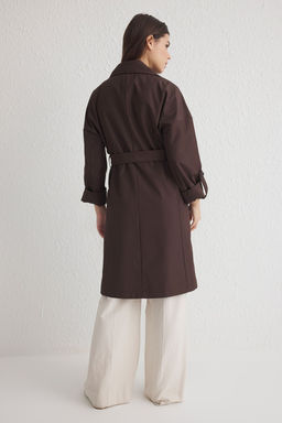 Trendyolmilla Bej Oversize Kusakl? Su Itici Uzun Trenckot TWOAW24TR00019  фото 29