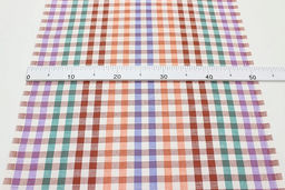 Холст полотенечный Цветная клетка цв.коралл/сирень/изумруд/бордо, ш.0.5м, лен-30%, хл-70% - Купава фото 3