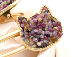 Заколка зажим Котик с натуральным моховым агатом 7*2,8*1,8см - Радуга камня фото 16