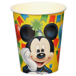 Цена за 10 шт. Стакан бумажный С Днем Рождения!, 250 мл, Микки Маус
