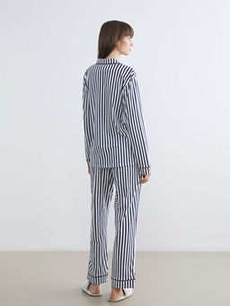 Beli Lastikli ?izgili Kad?n Pijama Alt