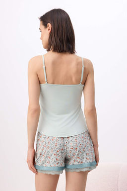 Mint Cicekli Dantel ve Saten Detayl? Orme Pijama Tak?m? THMSS26PT00141 - Trendyolmilla фото 4