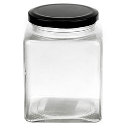 Банка стеклянная с винтовой крышкой Кубик 0,52л, h11см, цветная, металлическая крышка, диаметр горла - 5,8см, основания - 8х8см (Китай) - Домашняя мода фото 2