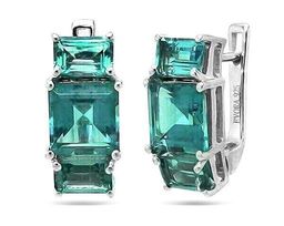 Серьги из серебра аквамарин выращ., Вилар