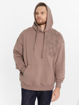 Худи мужское в таупово-бежевом цвете тауп +печать 121867-1