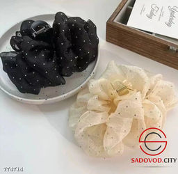 Крабик бант пышный для волос со стразами