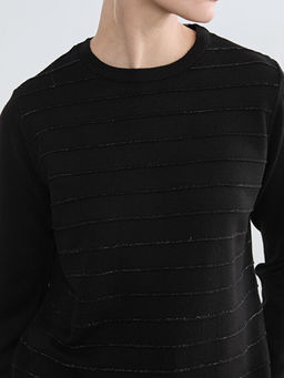 Bisiklet Yaka ?izgili Kad?n Triko Kazak