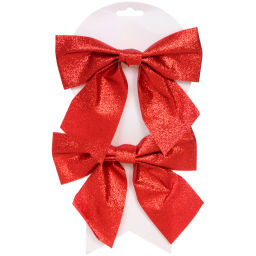 Цена за 2 шт. Бант на ёлку "Зимнее очарование" 15*15 cм (набор 2 шт), Красный