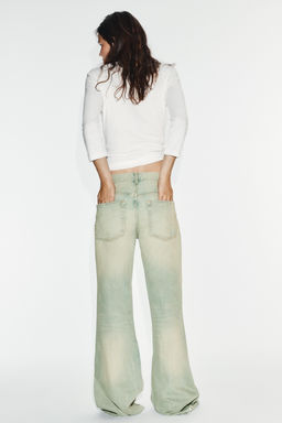 JEANS FLARE TRF TIRO MEDIO ROTOS / Azul / Verde - Zara фото 3