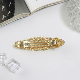 Заколка - автомат для волос «Сессилия», классик, 9 см, золото