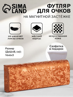 Футляр для очков на магните, размер 16?6?3 см, чёрный