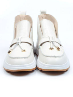 01-5281-2 WHITE Ботинки демисезонные женские (натуральная кожа, байка)