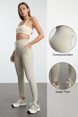 TRENDYOLMILLA Kahverengi F?rcal? Soft Kumas Cep ve Baglama Detayl? Tam Boy Orme Spor Tayt THMAW25TY00014 фото 15