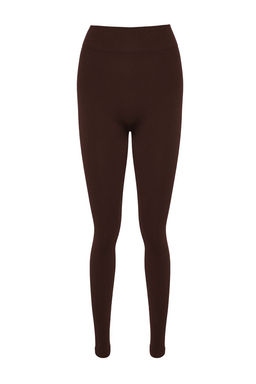 Koyu Kahverengi Seamless/Dikissiz Tam Boy Orme Spor Tayt TWOAW20TA0071