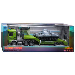 Машина "Военный автовоз" с танком р/у 27 MHz, в коробке
