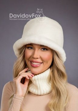 Шапка Шляпка экомех капор жемчуг