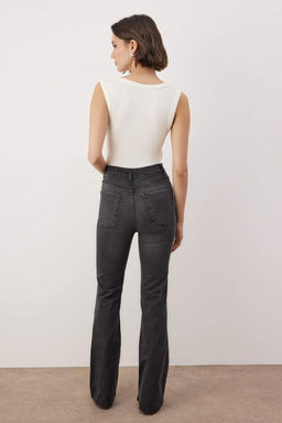 Antrasit Yuksek Bel Ispanyol Paca Flare Jeans TWOAW26JE00255 - Trendyolmilla фото 4
